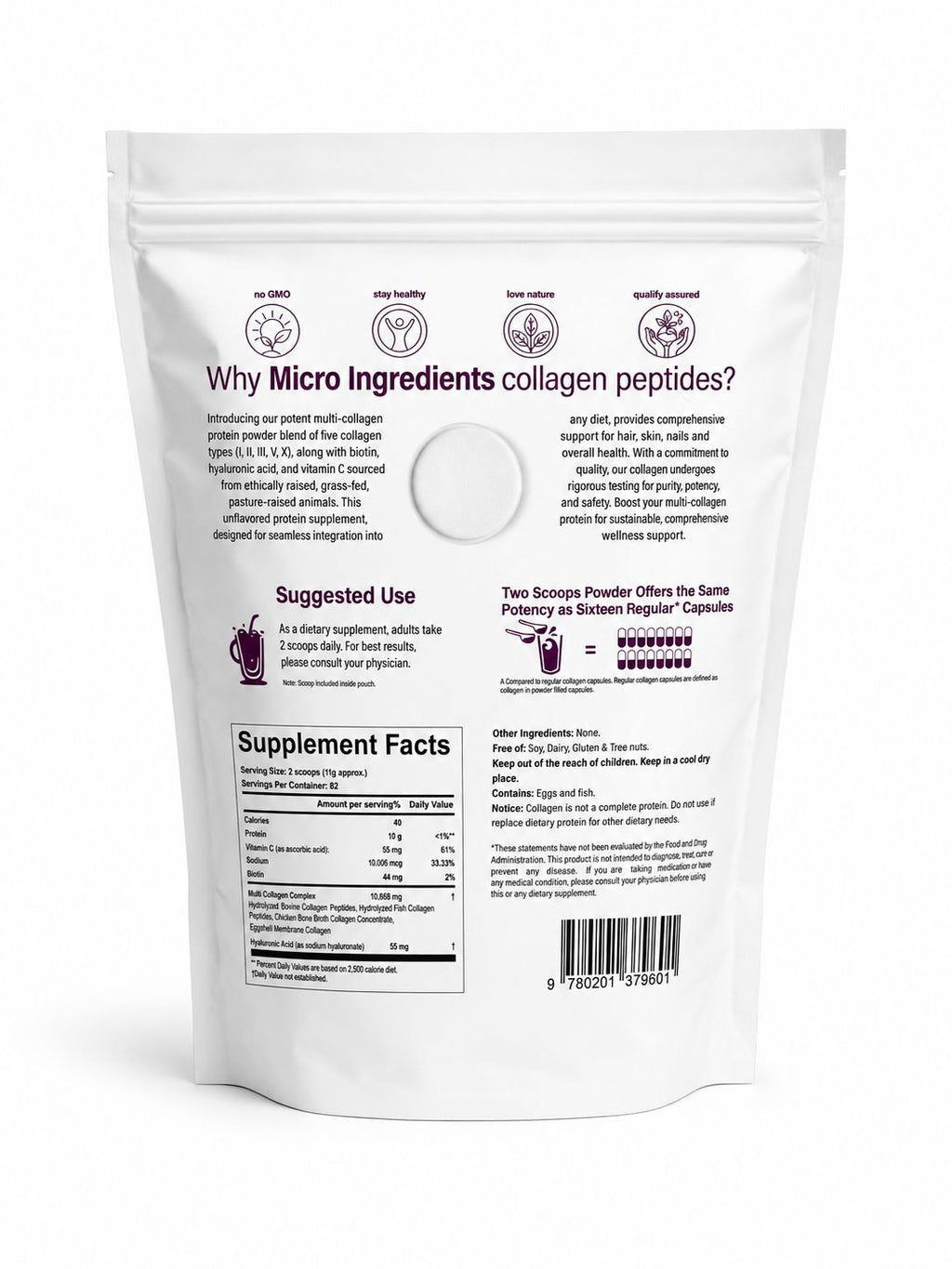 Multi Collagen Peptides en Polvo - Sin Sabor (443g)
