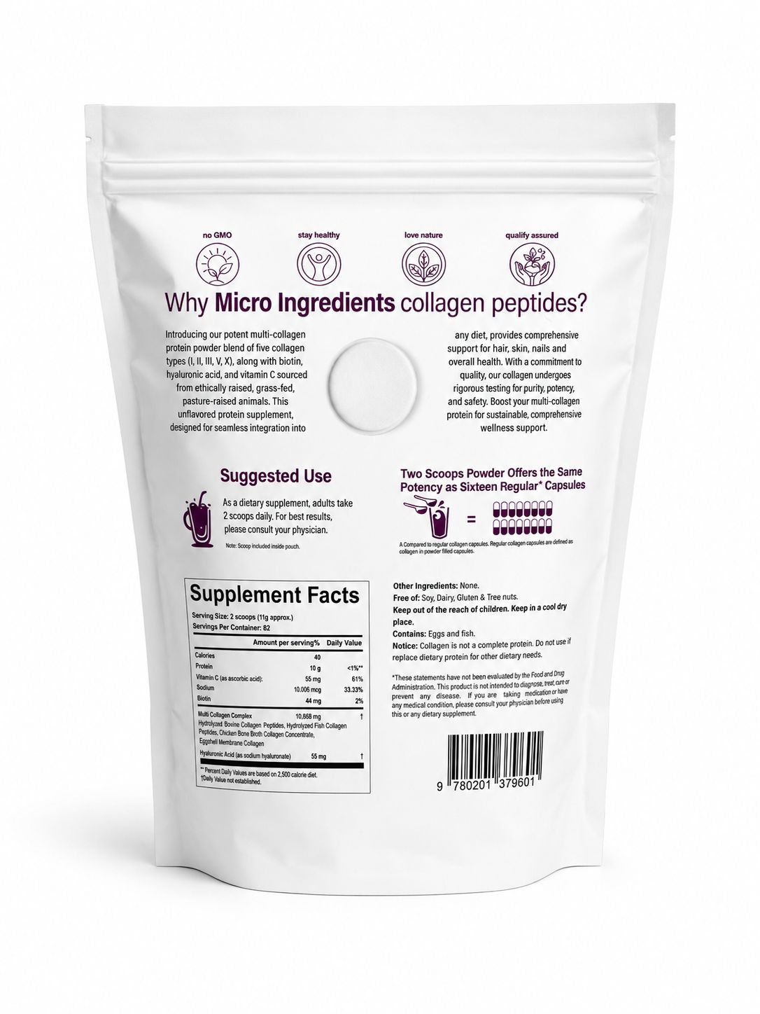 Multi Collagen Peptides en Polvo - Sin Sabor (443g)